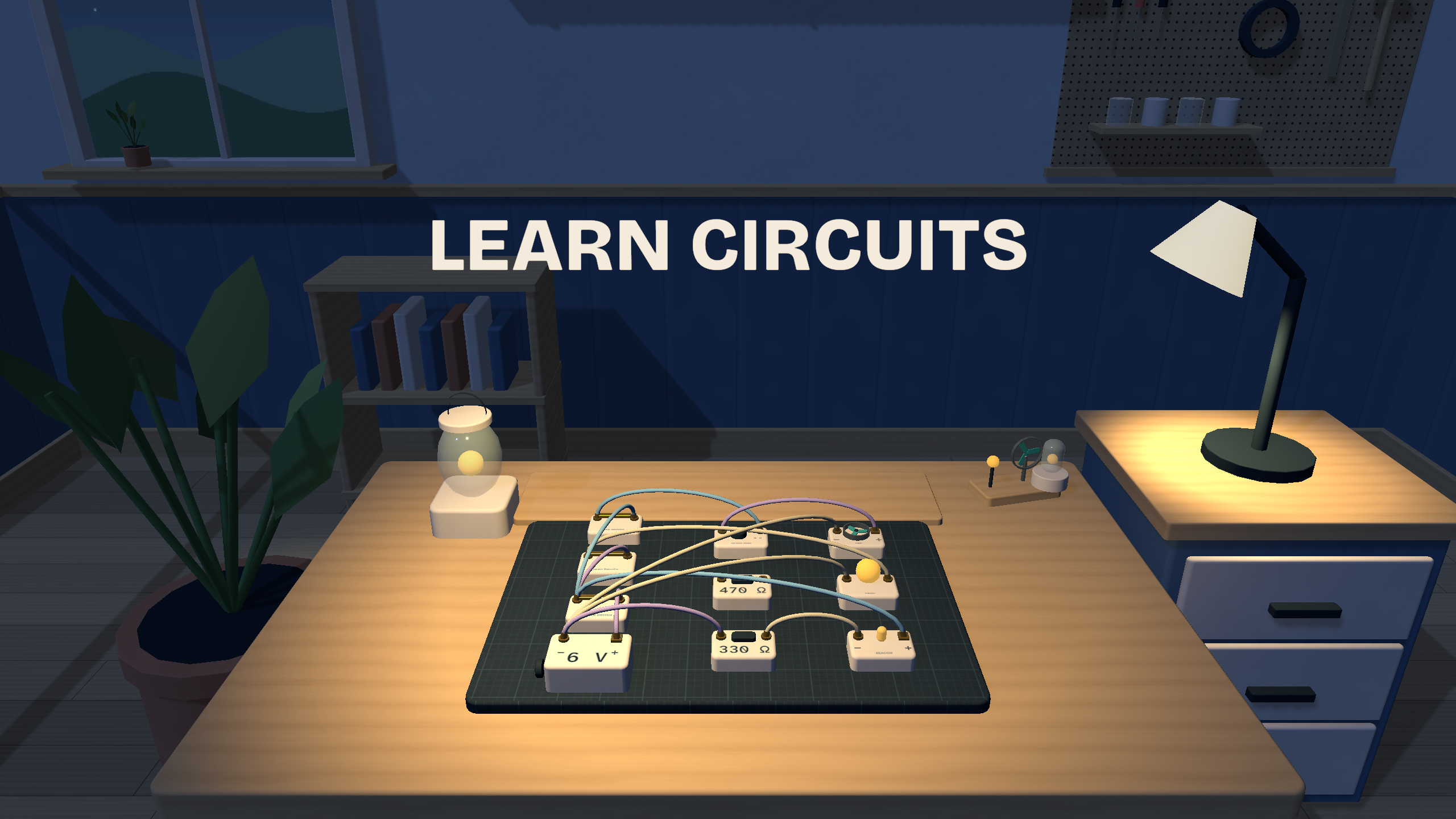 A simulated circuit and small gadgets on the Learn Circuits workbench