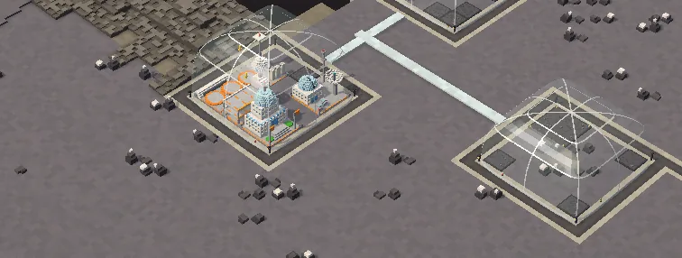A domed colony on the grey lunar surface